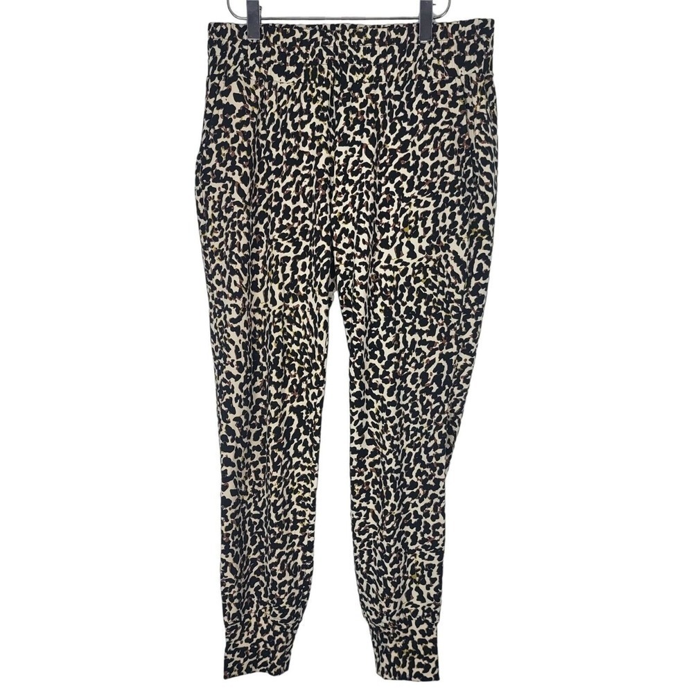 Cabi Lounge Pants S Womens Animal Print Black Brown White Pockets Cuffed Skinny